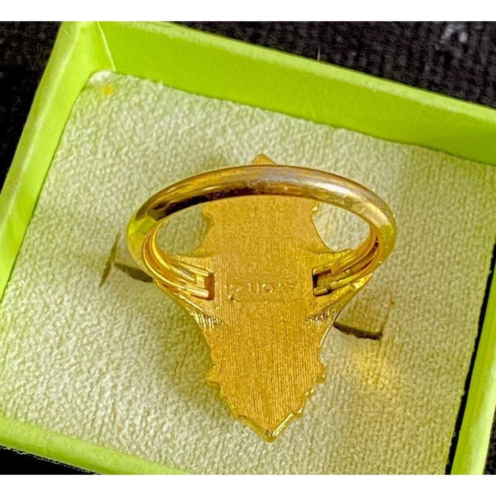Vintage Avon 1976 Kensington Ring Goldtone Victorian Revival Signed Adjustable - Picture 3 of 8